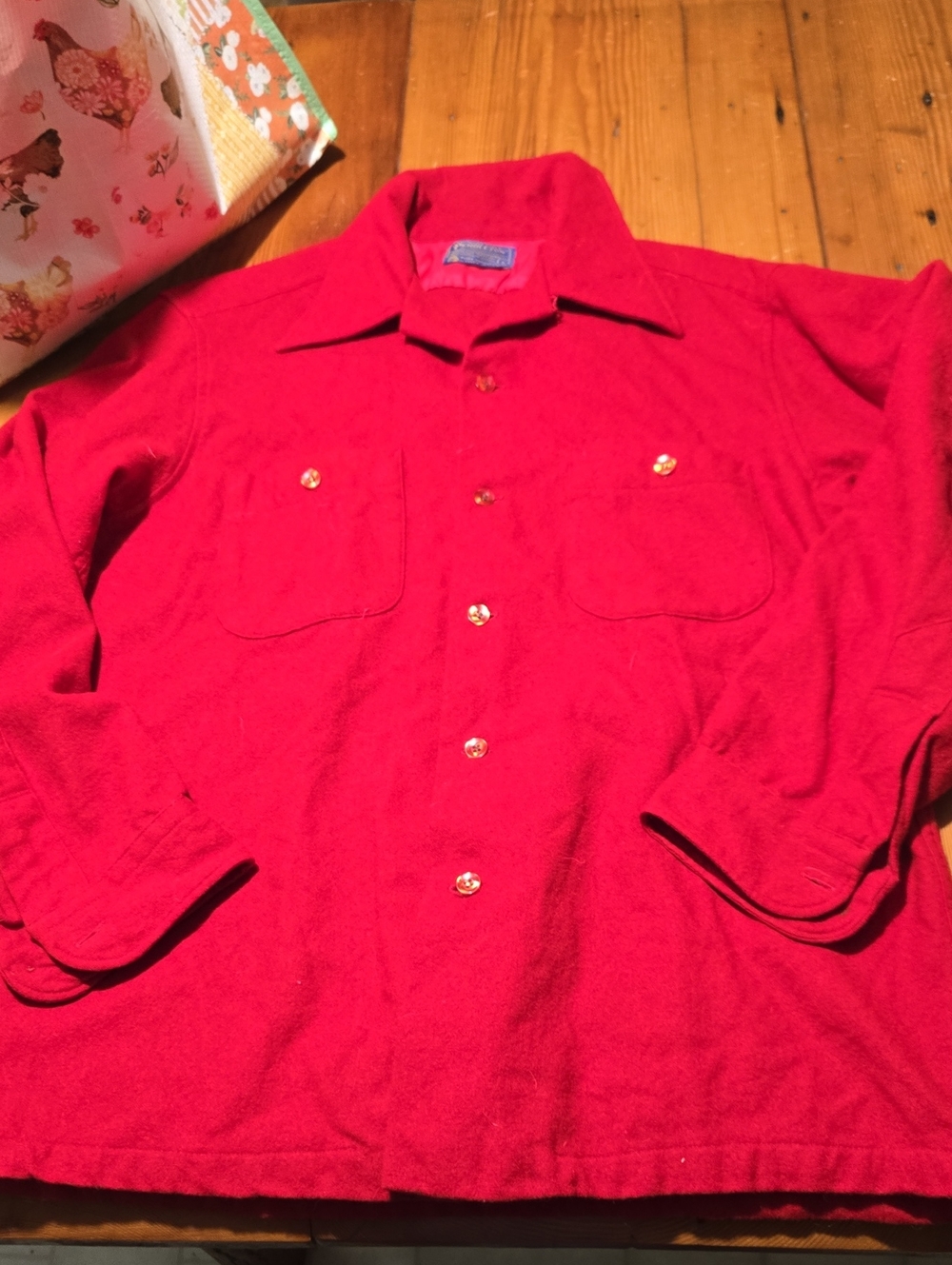 Pendleton Bright Red Lightweight Shirt Jacket Wool Sz L Made Usa